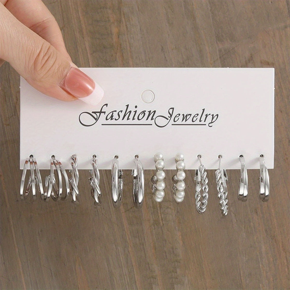 6 Pairs Chunky Geometric Hoop Earrings Set