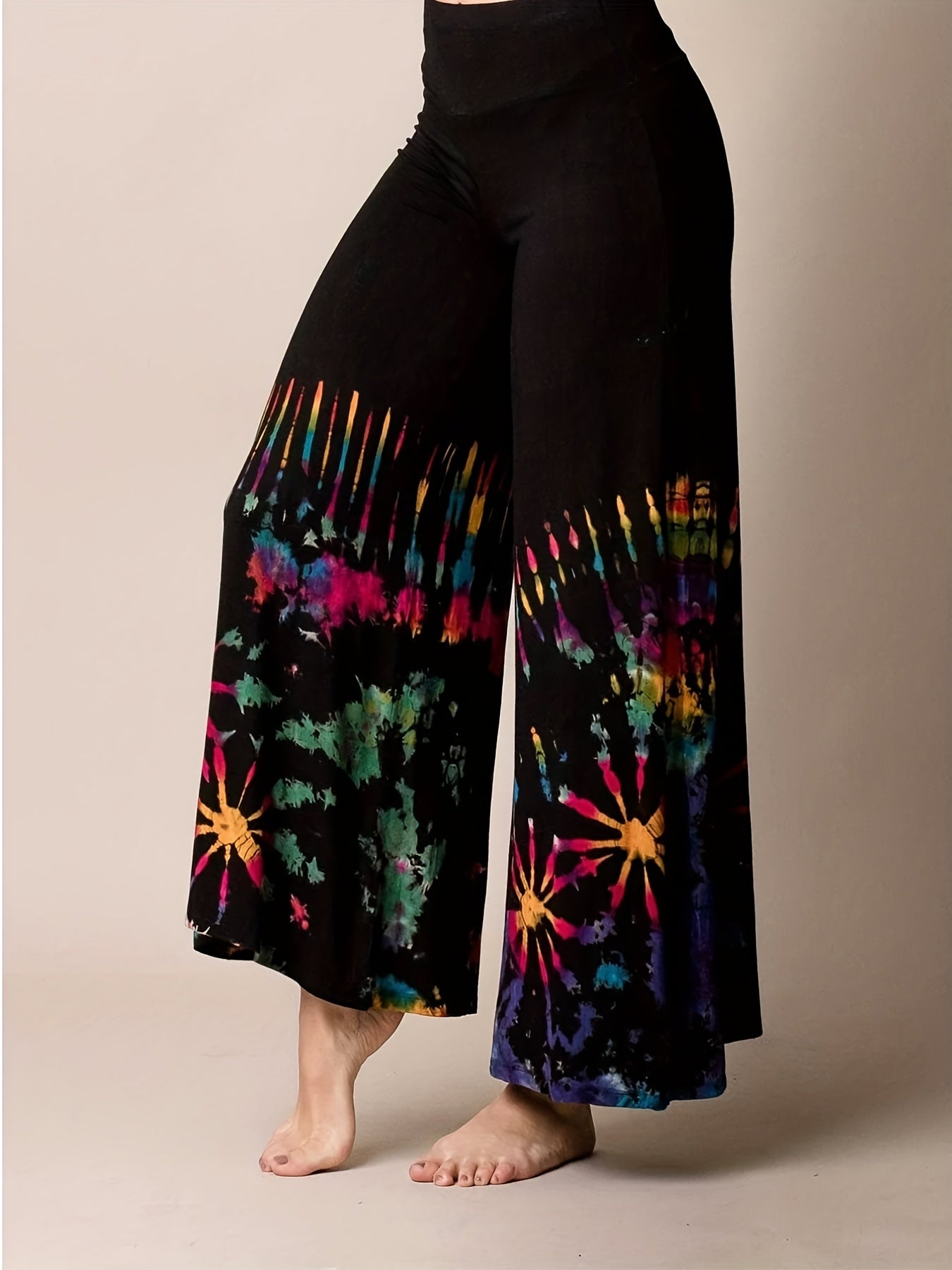  Tie Dye High Rise Wide Leg Trousers