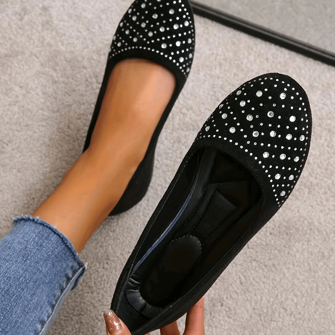 Women's Rhinestone Slip On Flat Shoes Soft Sole Casual Flats