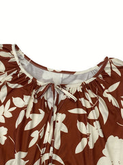  Floral Print Loose Fit Smock Mini Dress