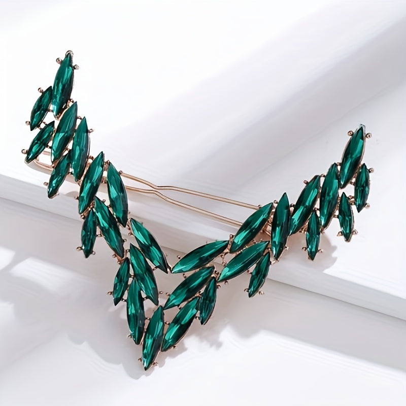 V Shaped Rhinestone Barrette Glitter Hair Clip