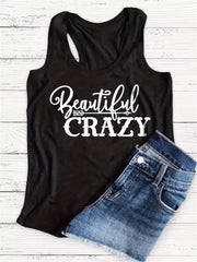 Letter Print Scoop Neck Sleeveless Tank Top