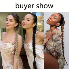 Long Straight Ponytail Extensions Synthetic Hair Natural Look