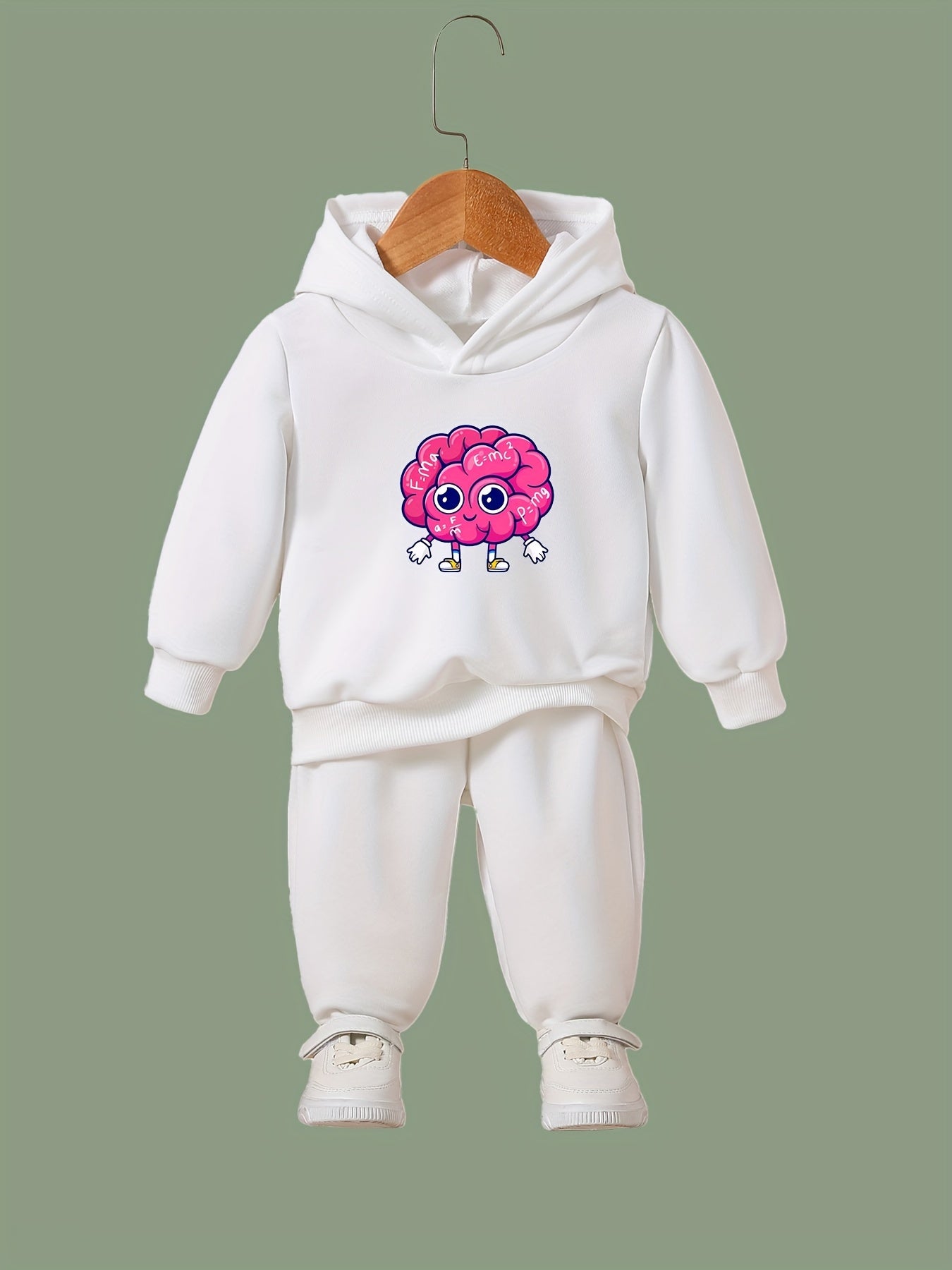 Cartoon Math Brain Pattern 2pcs Breathable Activewear Sets for Girls