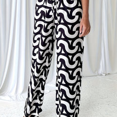 Women's Plus Colorblock Wide Leg Pants With Pockets