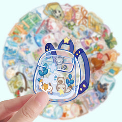 50 Cartoon Transparent Object Graffiti Stickers for Notebook Decoration