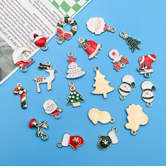 46pcs Enamel Charms Christmas Series For Jewelry Making Necklace Bracelets Decor