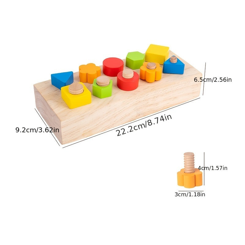 Wooden Screw Pairing Toy Shape Recognition Game Interactive Playset