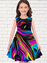 Girls Pattern Graphic Sleeveless Dress for Summer