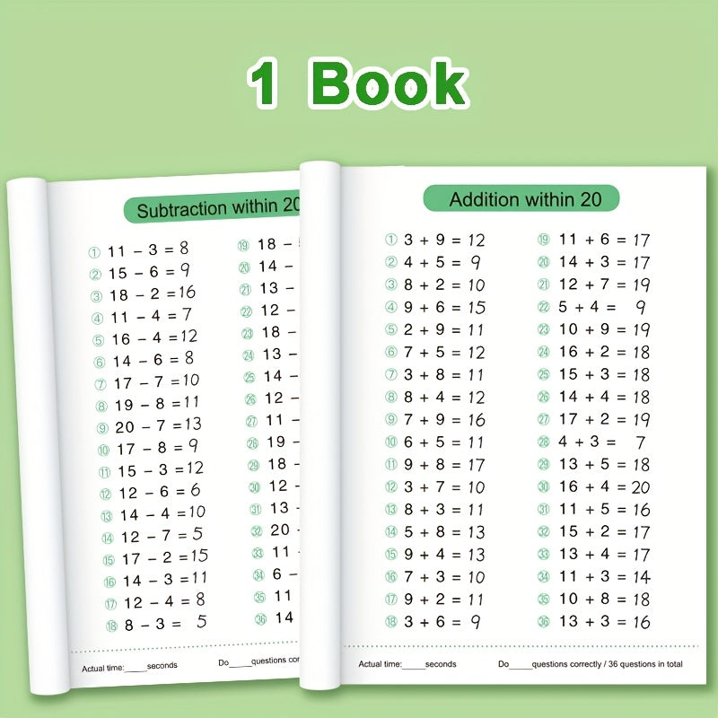 Addition & Subtraction Workbook Daily Math Practice for Kids Education Learning