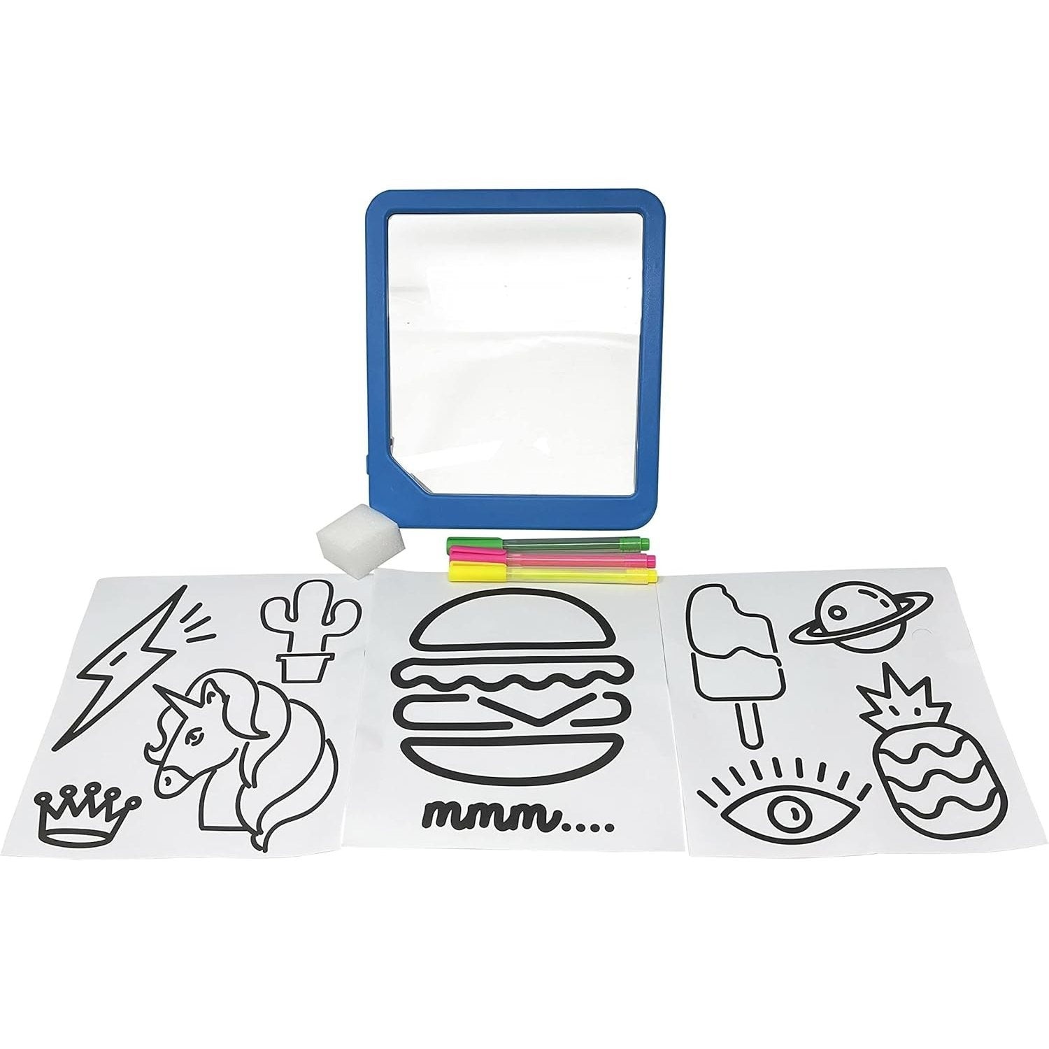 Neon Drawing Board with Markers & Stencils for Kids