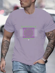 Geometric Pattern Men's Graphic Crew Neck Active T shirt
