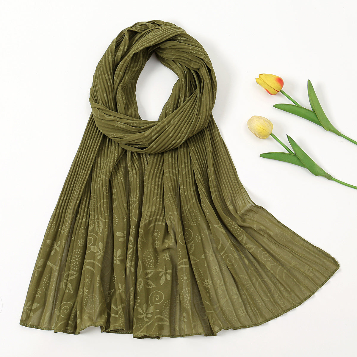 Soft Embossed Striped Scarf Sun Protection Skin Friendly