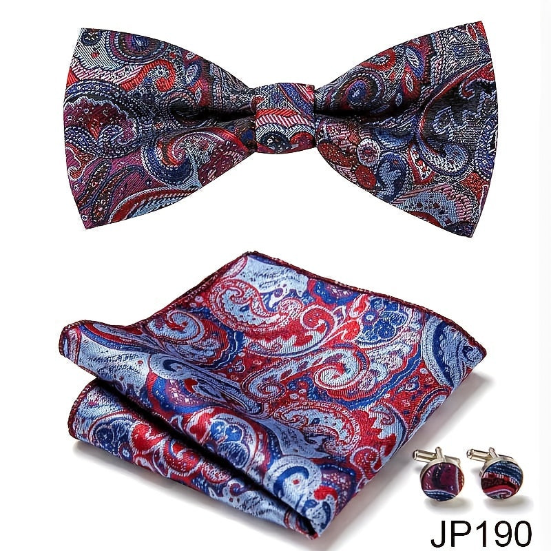 Pink Classic Bow Tie & Cufflinks Set for Men
