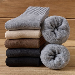 5 Pairs Wool Warm Mid-calf Socks Men Women