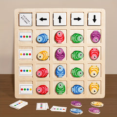 Educational Wooden Fish Puzzle Toy - Learn Directions and Colors