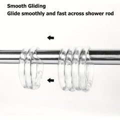 12pcs Plastic Shower Curtain Hooks Transparent Easy Install Bathroom Accessories