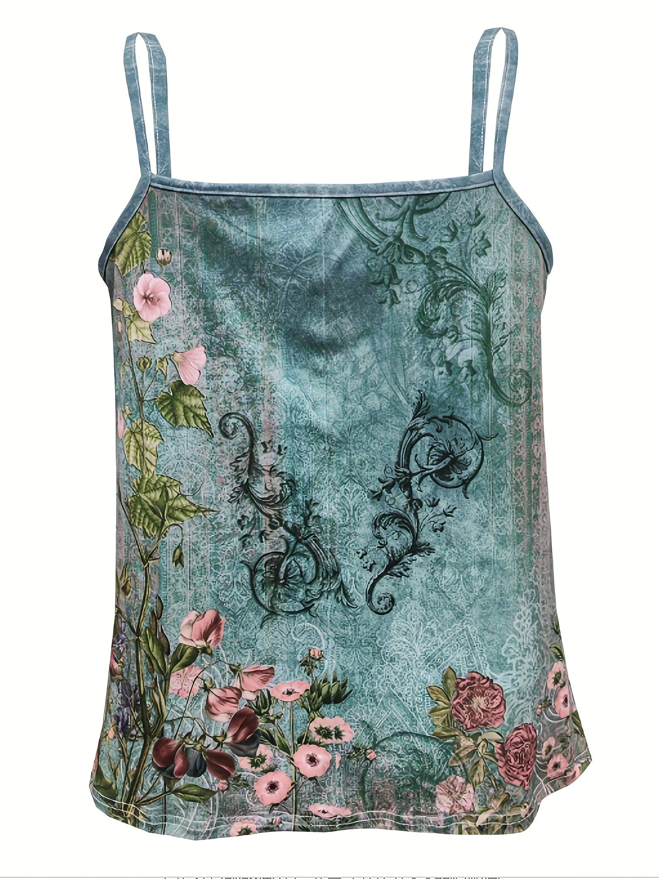  Floral Print Stretch Cami Top