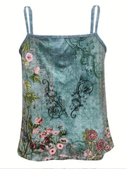  Floral Print Stretch Cami Top