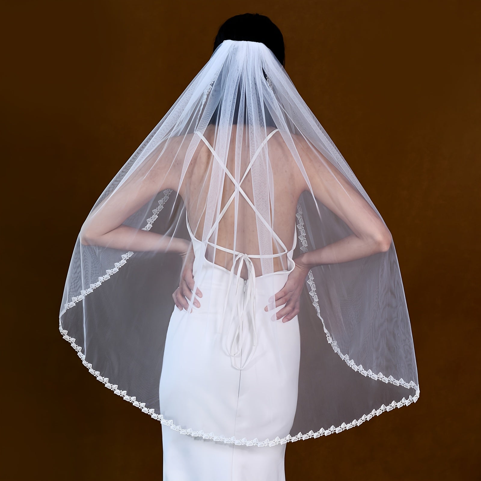 Lace Trimmed Bridal Veil Soft Nylon Wedding Accessory