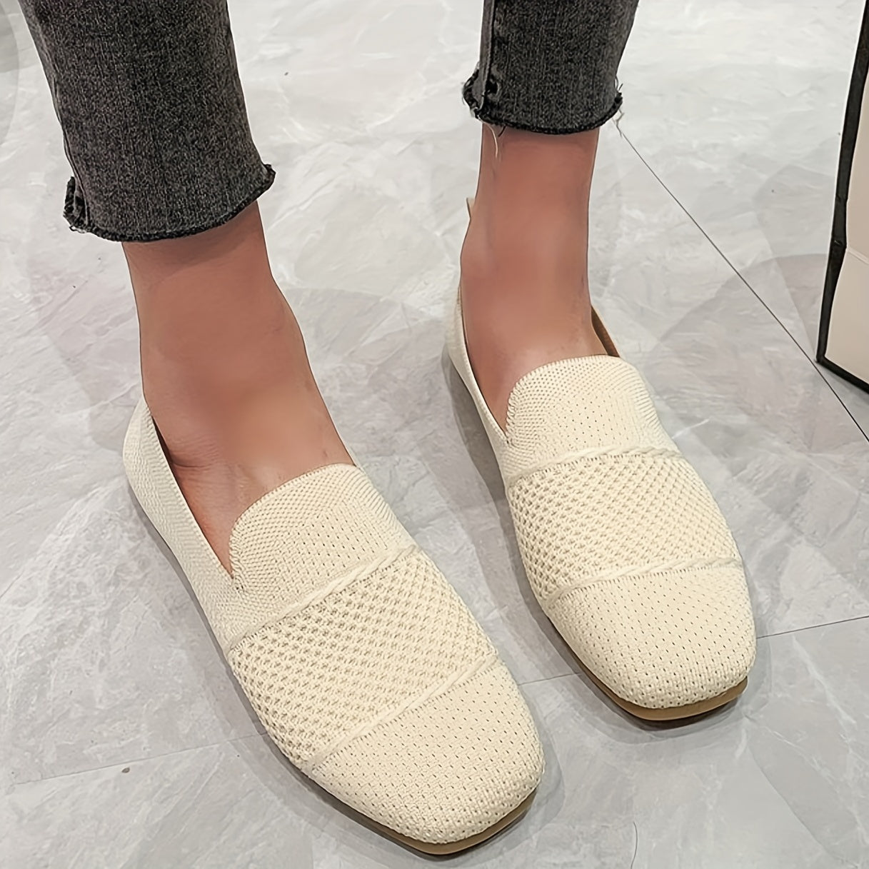 Women's Square Toe Loafers Breathable Flat Shoes Soft Sole Summer Walking Shoes