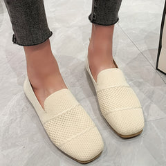 Women's Square Toe Loafers Breathable Flat Shoes Soft Sole Summer Walking Shoes