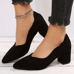 Women's Chunky Heel Point Toe Work Shoes Dress Pumps