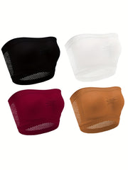 4 Pack Plus Size Strapless Bandeau Bra Set High Stretch Tube Bra
