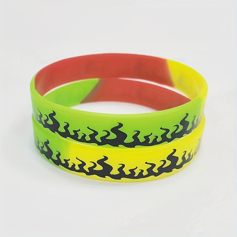 3Pcs Printed Flame Silicone Bracelet Music Party Gift