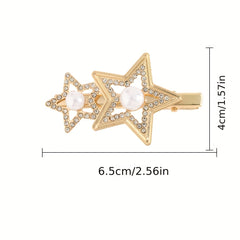 Star Shape Rhinestone Faux Pearl Hair Clip Duck Billed Clip Hair Accessories