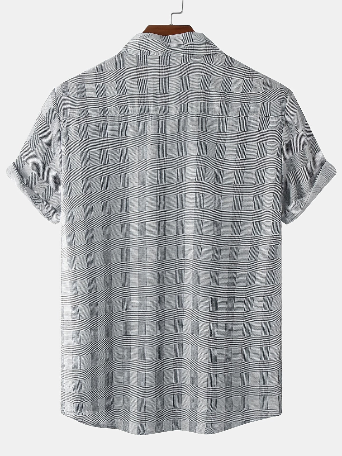 Men's Casual Plaid Short Sleeve T-Shirt for Summer