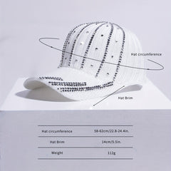 Rhinestone Striped Decor Baseball Cap Knitted Dad Hat Sun Hat Women