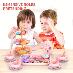 Pretend Play Toy Tea Set Tableware Kitchen Play Afternoon Tea Game