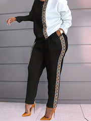 Women's Plus Colorblock Geo Print Top & Pants Set