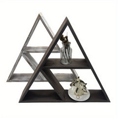 2pcs Triangle Storage Rack Dark Brown Wood Wall mounted Storage R