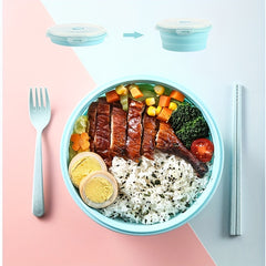 Portable Silicone Lunch Box for Office and School Microwave Safe