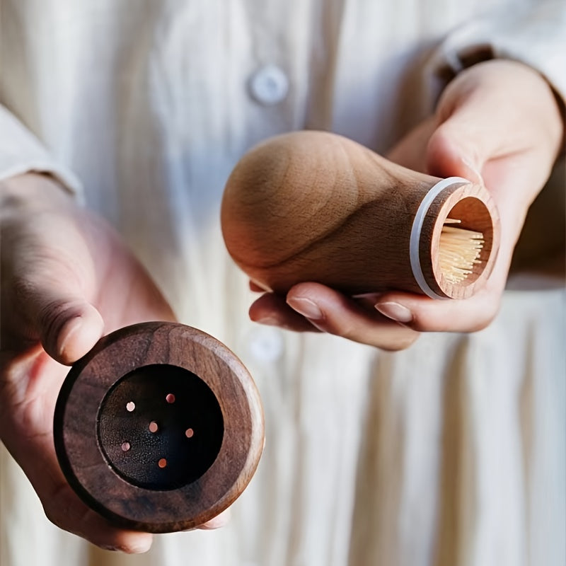 Walnut Wood Mushroom Shaped Toothpick Dispenser Holder
