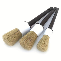 3pcs Soft Car Detail Brushes Pig Hair Perfect For Washing Emblems