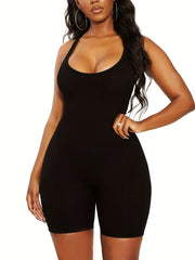Solid Slim Halter Jumpsuit Skinny Sleeveless Stretchy