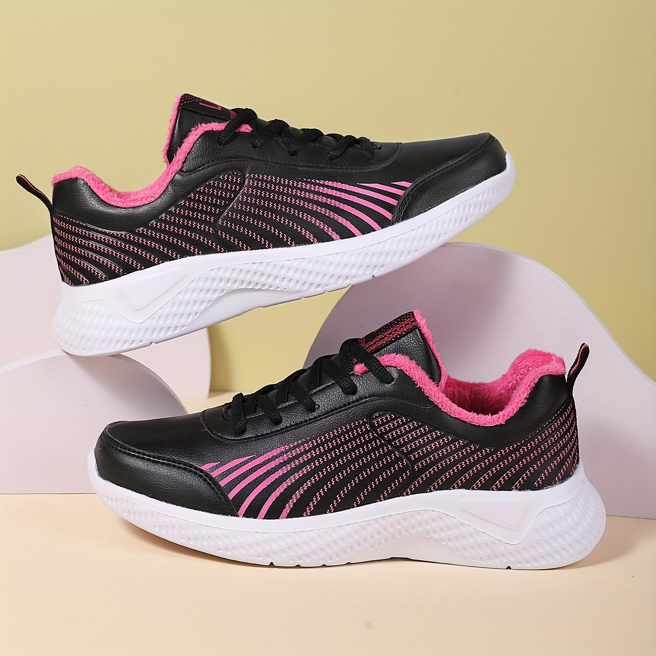 Women's Plush Lined Thermal Furry Running Shoes Casual Winter Sneakers