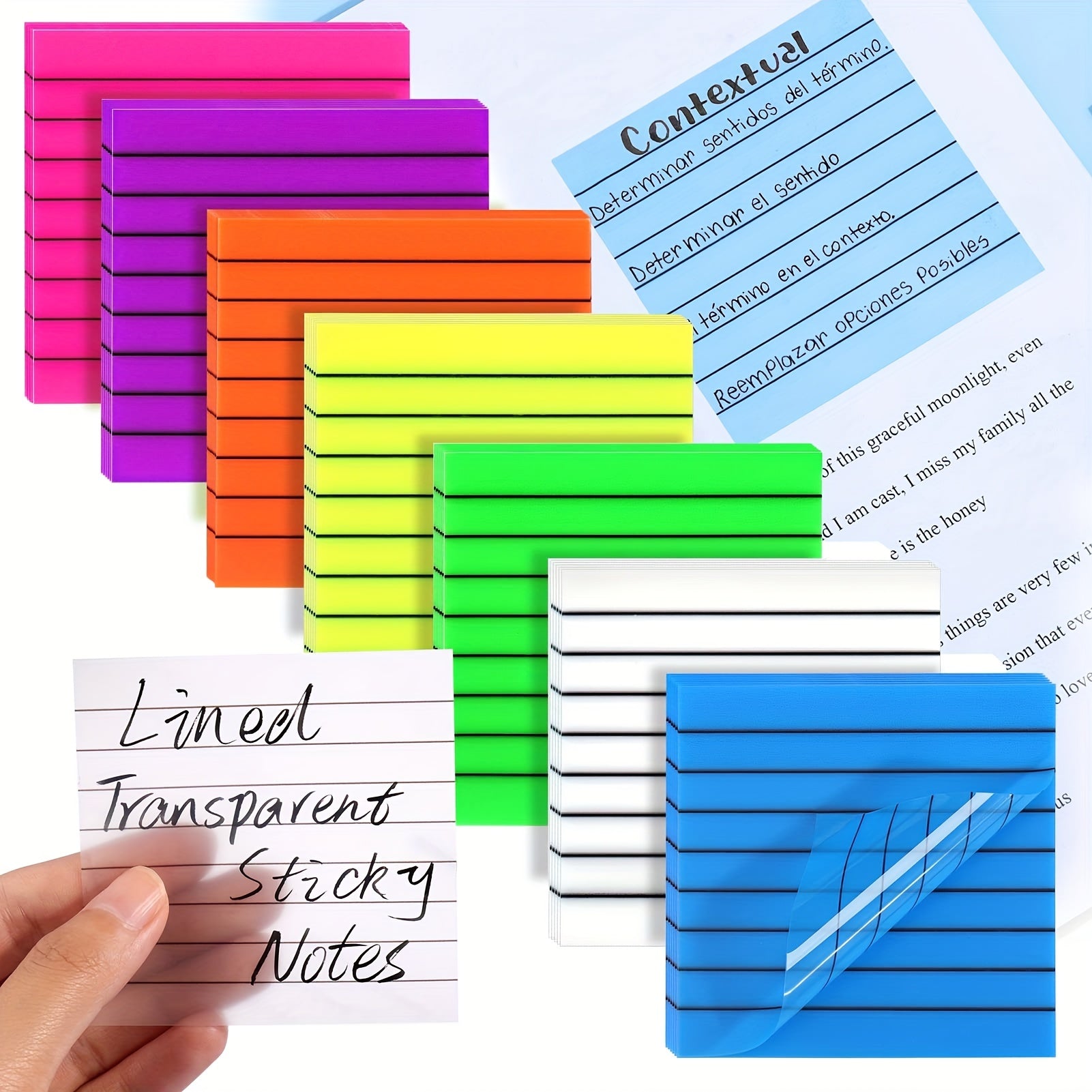 350 Sheets Transparent Lined Sticky Notes Clear Waterproof Self Sticky Notes