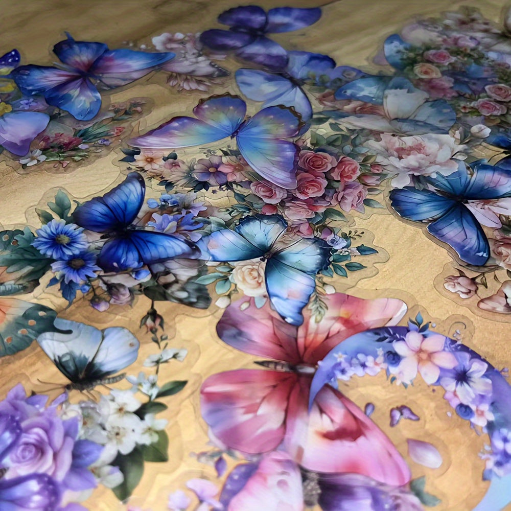 50pcs Butterfly Floral Stickers Self Adhesive Decals for Phone Laptops Journal