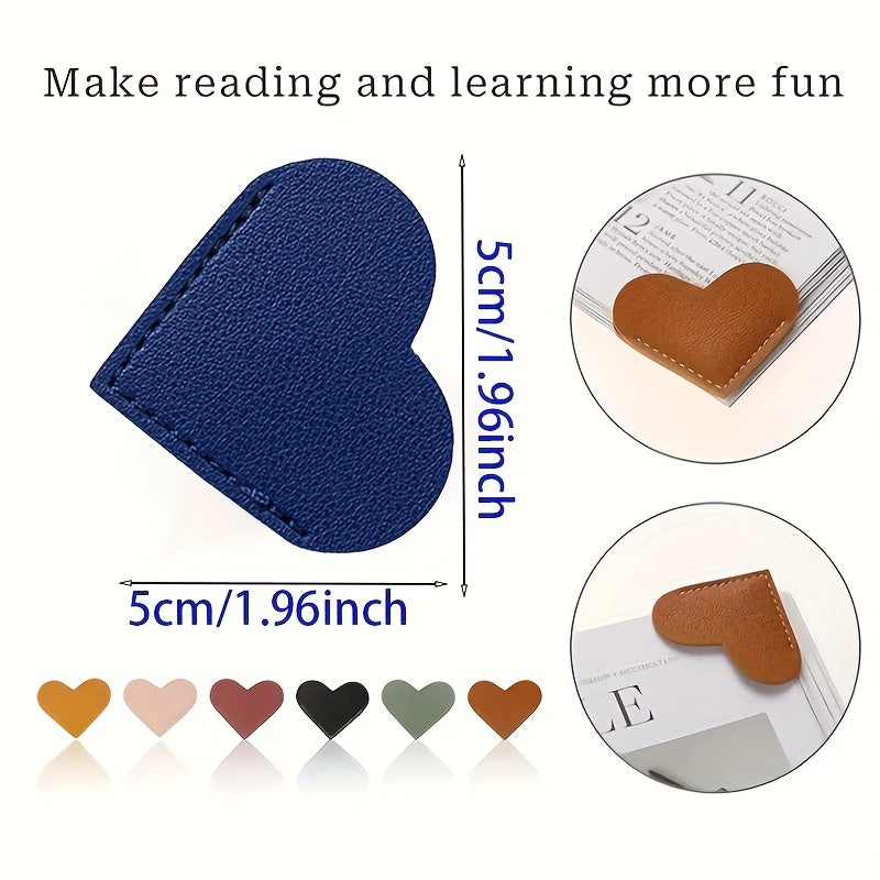 1pc 5pcs Red Orange Pink Portable Leather Heart Bookmark Protective Case