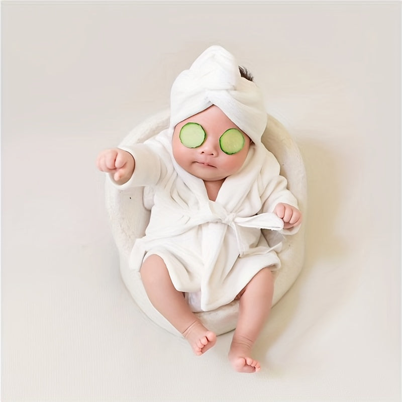Newborn Photography Props Baby Bathrobes Bath Towel Hooded Robe