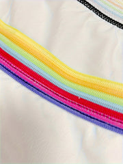  Sexy Colorful Striped Panty, Soft & Stretchy, Contrast Binding