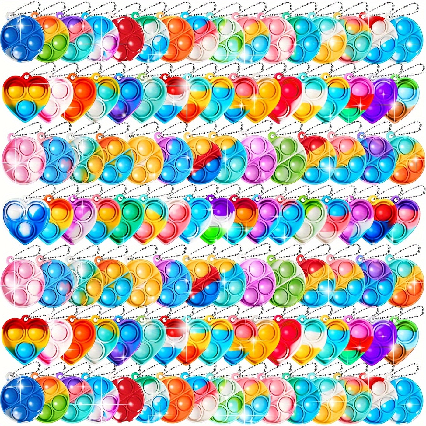 Bulk Sensory Fidget Keychains 90pcs for Kids Party Favors