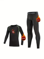 Kids Christmas Deer Print Warm Compression Base Set