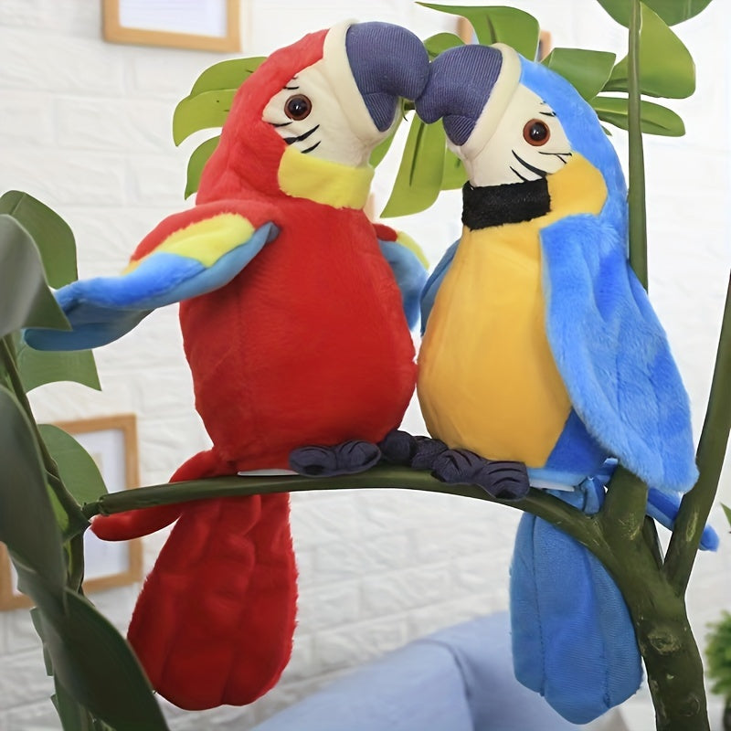 Parrot Plush Toy with Wing Flapping and Recording Feature