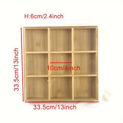 Bamboo Wood Food Storage Box Divided Compartment Bin Room Decor