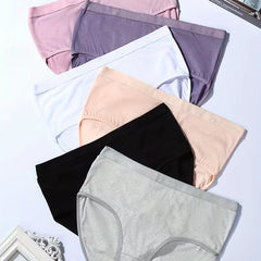 6 Pack Plus Size Basic Underwear Set Women's Plus Plain Mid Rise Medium Stretch